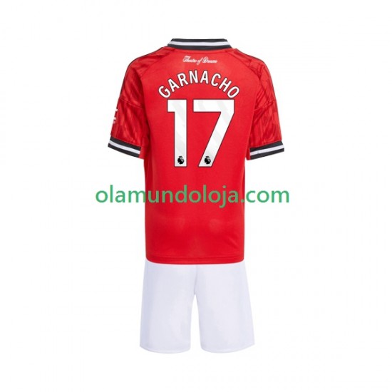 Camisola Manchester United Alejandro Garnacho 17 Criança Equipamento Primeiro 2025-2026 Manga Curta